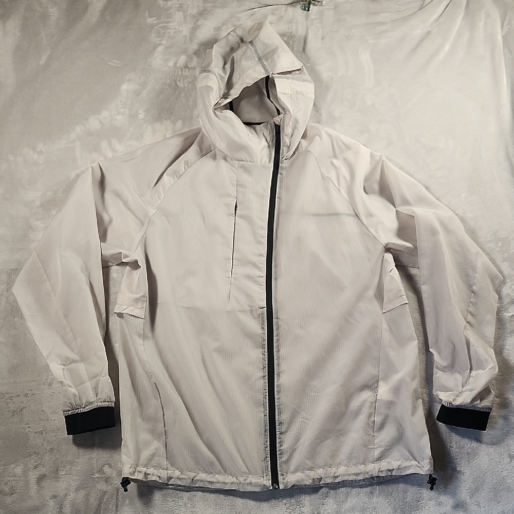 H&M White Hooded Windbreaker Lightweight